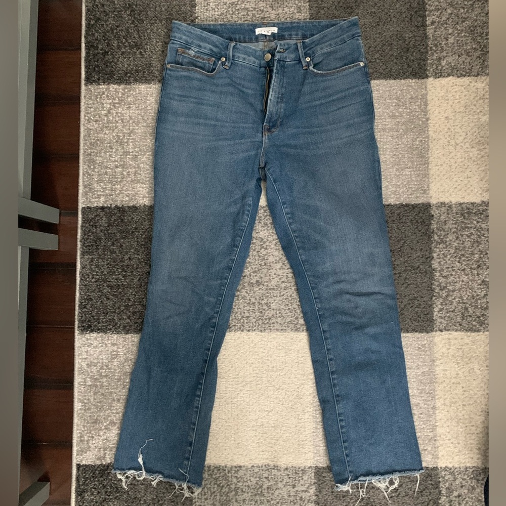 Good American Good Legs straight jean with raw hem